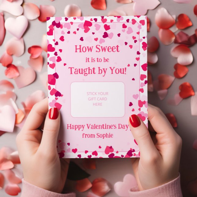 Hur söt lärare Alla hjärtans dags presentkortshåll Inbjudningar (How Sweet it is to be Taught by You! (editable) Personalized Valentine's Gift Card Holder)