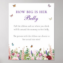 Hur stor är hennes Belly? | Blommigtar och fjärila Poster