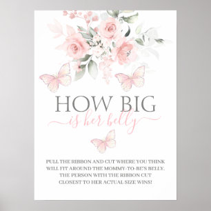 Hur stor är hennes mage Butterfly-skylt? Poster