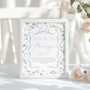 Hur stor är magen Blå Wildflower Baby shower Poster