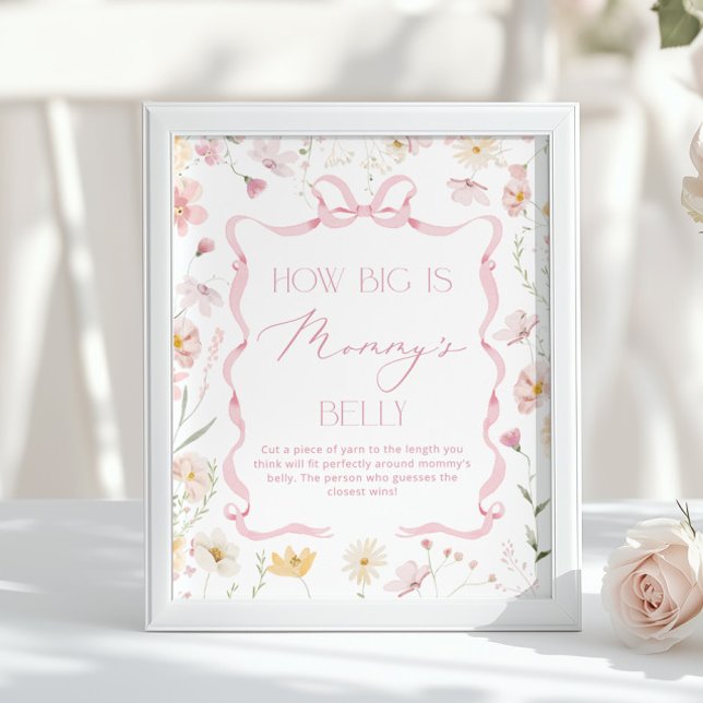 Hur stor är magen Rosa Wildflower Bebis babyshower Poster (Skapare uppladdad)