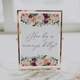 Hur stor är Mamas mage Bebis shower spelskylt Poster