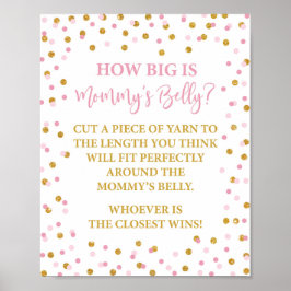 Hur stor är Mamma Belly Baby Shower Game Rosa? Poster