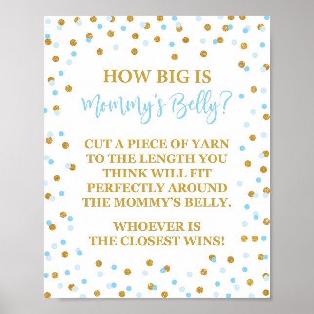 Hur stor är Mamma Belly Baby Shower Sign Confetti Poster (Framsidan)