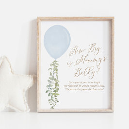 Hur stor är Mamma Belly Blue Balloon Baby Shower? Poster