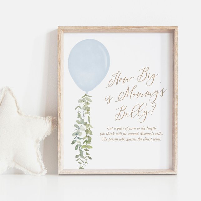 Hur stor är Mamma Belly Blue Balloon Baby Shower? Poster (Skapare uppladdad)