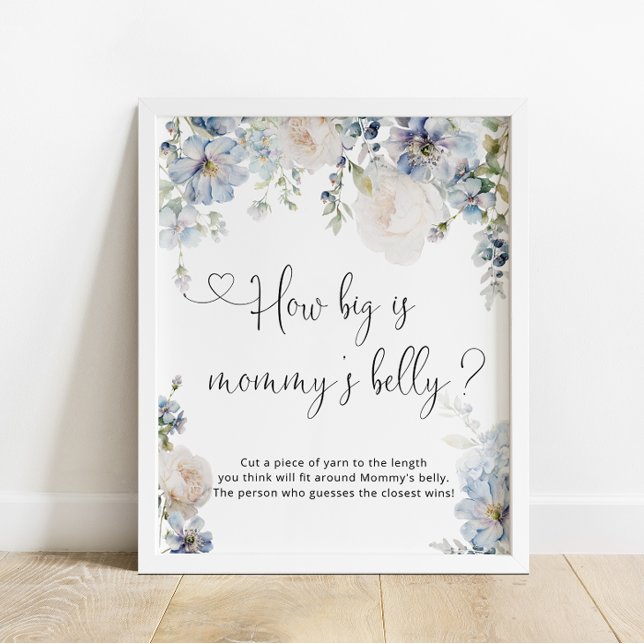 Hur stor är Mamma Belly Blue Blommigt Baby Shower? Poster (Skapare uppladdad)