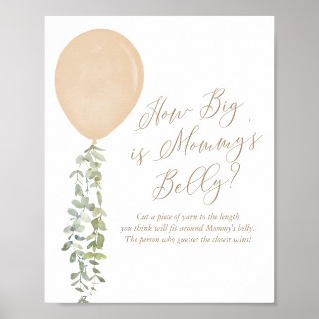 Hur stor är Mamma Belly Guld Balloon Baby Shower? Poster (Framsidan)