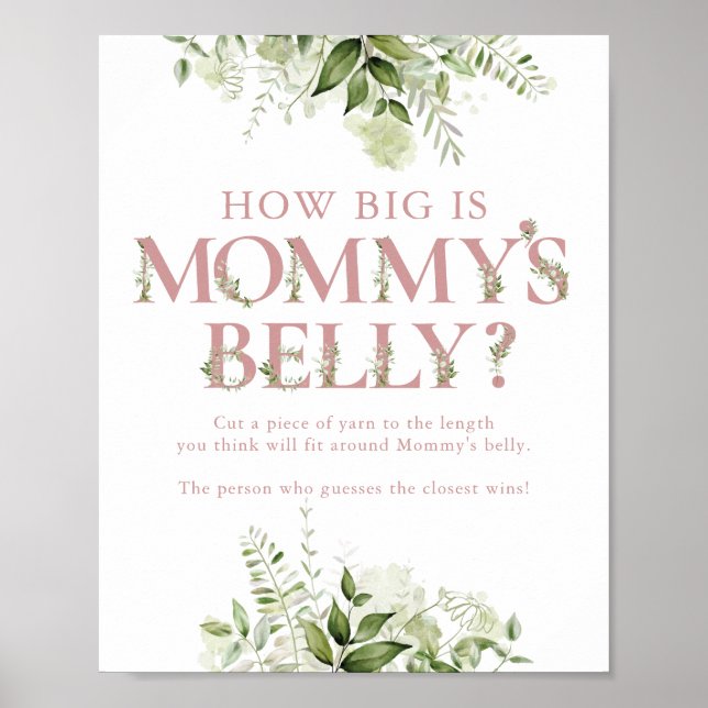 Hur stor är Mamma Belly Rosa Baby Shower? Poster (Framsidan)