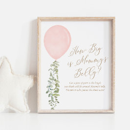 Hur stor är Mamma Belly Rosa Balloon Baby Shower? Poster