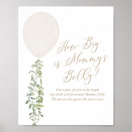 Hur stor är Mamma Belly White Balloon Baby Shower? Poster