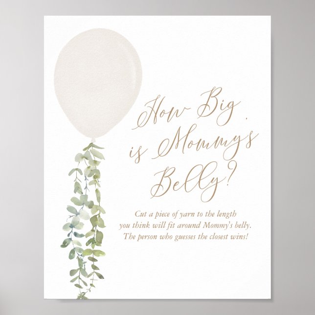 Hur stor är Mamma Belly White Balloon Baby Shower? Poster (Framsidan)