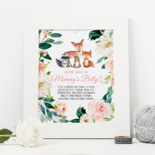 Hur stor är Mamma Belly Woodland Baby Shower Post? Poster