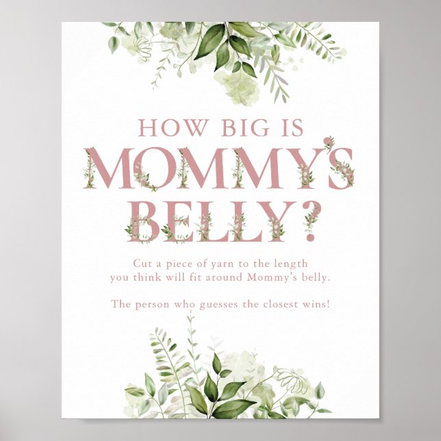 Hur Stor Är Mammans Mage Rosa Barnkalas Poster (Framsidan)