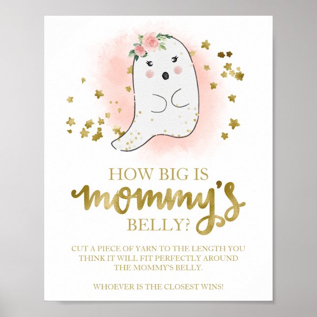Hur stor är mammas mage Baby Shower Game Skylt (Framsidan)