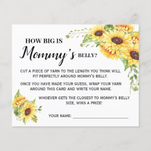 Hur stor är mammas mage Baby Shower-spelkort Flygblad