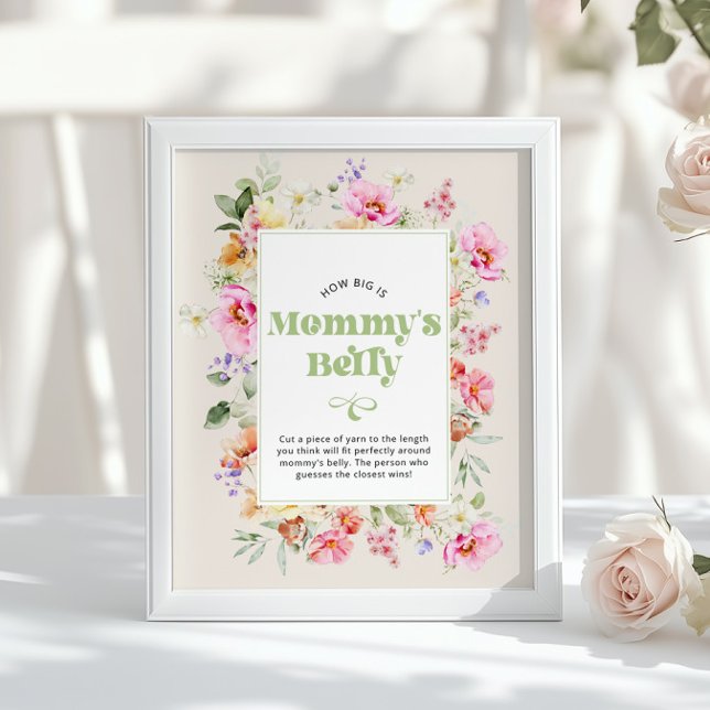 Hur stor är mammas mage Wildflower baby shower Poster (Skapare uppladdad)