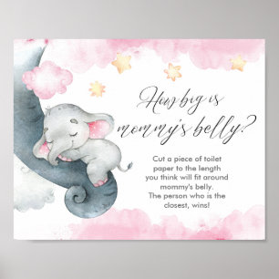 Hur stort är det poster babyduschspelet i mamma?
