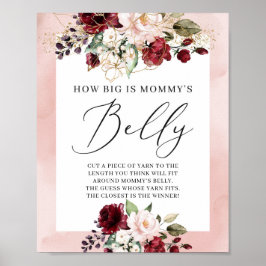 Hur stort är mamma Bebelly-spelskylten burgundy bo Poster