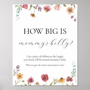 Hur stort är Mamma Belly Baby Shower Game Sign Poster