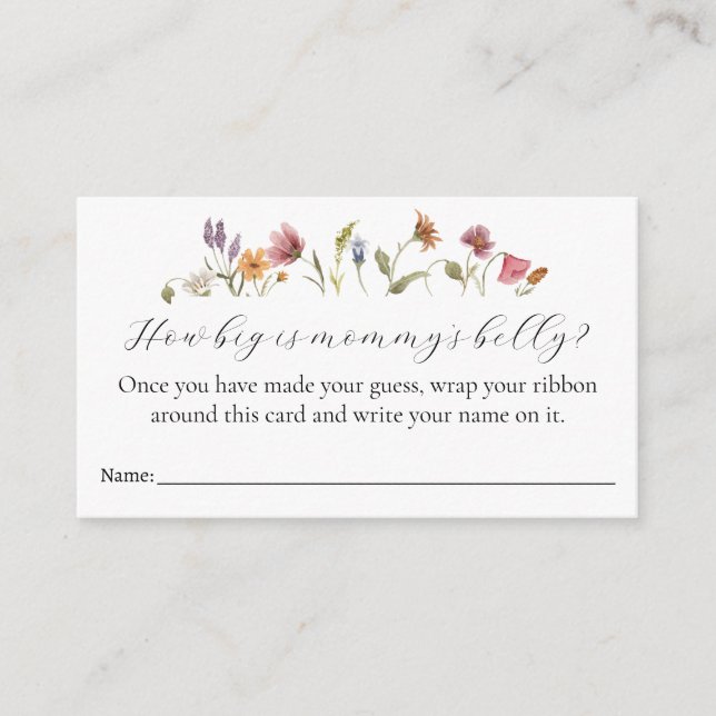 Hur stort är Mamma Belly Baby Shower-spelkortet? Tilläggskort (Framsida)