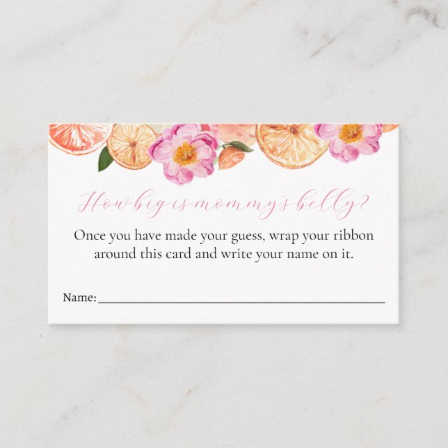 Hur stort är Mamma Belly Baby Shower-spelkortet? Tilläggskort (Framsida)