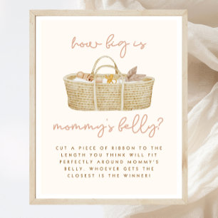 Hur stort är Mamma Belly Boho Baby Shower-skylten Poster