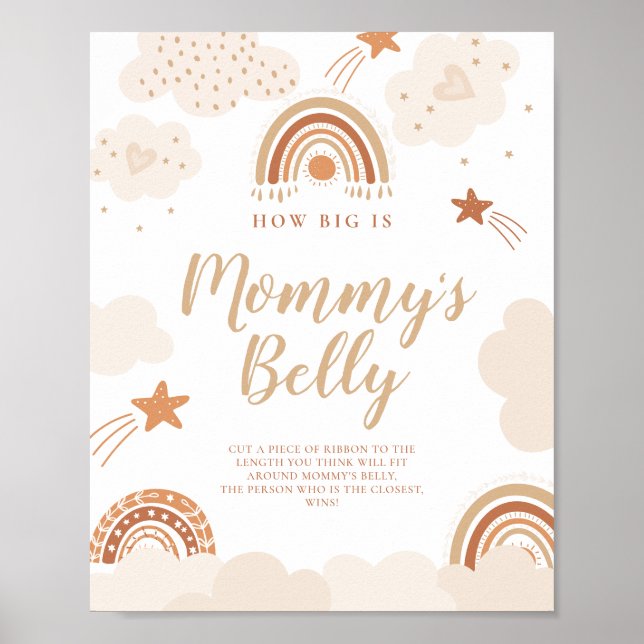 Hur stort är Mamma Belly Boho Rainbow Sign? Poster (Framsidan)