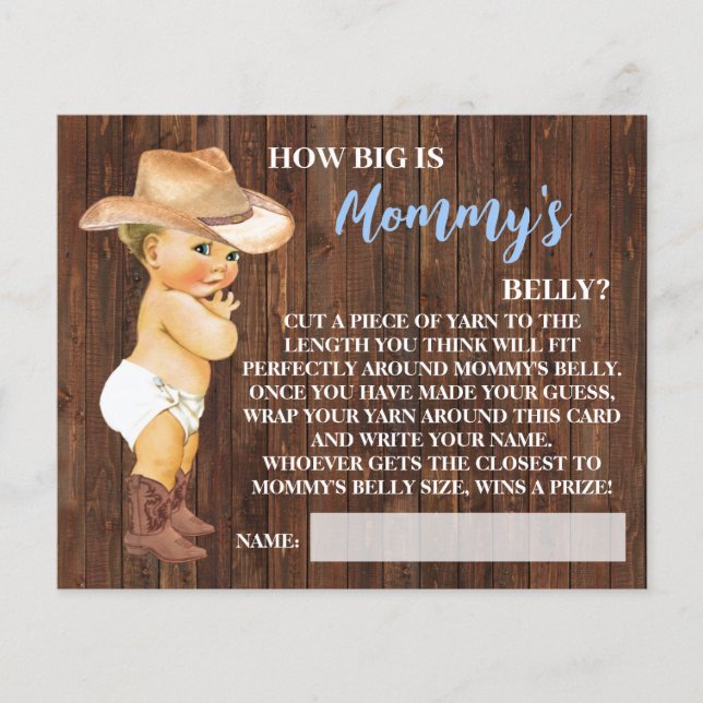 Hur stort är Mamma Belly Cowboys spelkort? Flygblad (Framsidan)