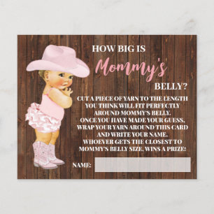 Hur stort är Mamma Belly Cowgirl Shower Game Card? Flygblad