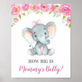 Hur stort är Mamma Belly Elephant Baby Shower Game Poster