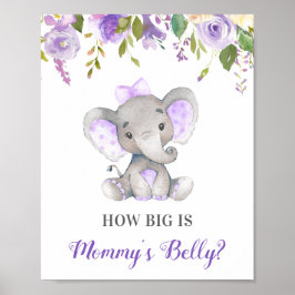 Hur stort är Mamma Belly Elephant Baby Shower Game Poster