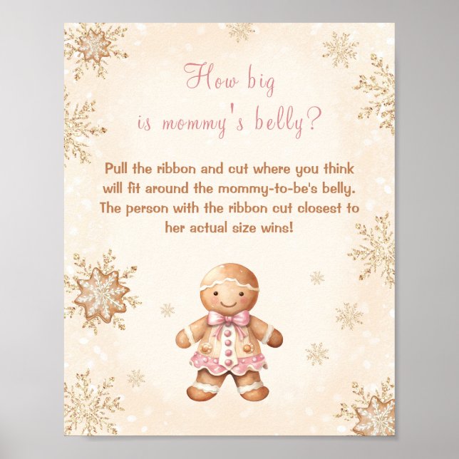Hur stort är Mamma Belly-julets babydusch? Poster (Framsidan)