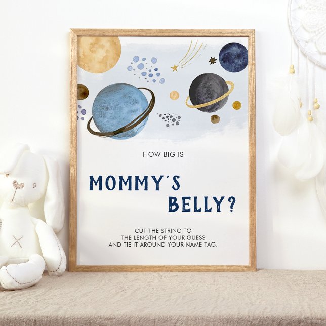 Hur stort är Mamma Belly Planet-spelsignatur? Poster (Space)