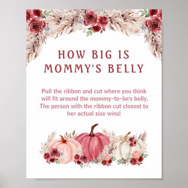 Hur stort är Mamma Belly Pumpkin Baby Shower Game? Poster (Framsidan)