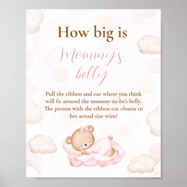 Hur stort är Mamma Belly Rosa Baby Shower Game? Poster (Framsidan)