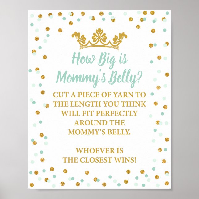 Hur stort är Mamma Belly Royal Mint & Guld-tecken? Poster (Framsidan)