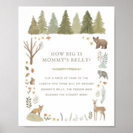 Hur stort är Mamma Belly Woodland Baby Shower Game Poster