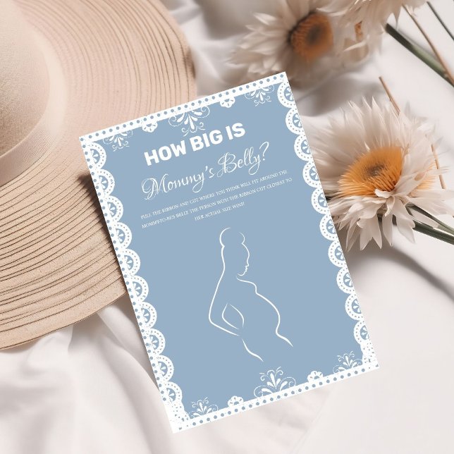 Hur stort är Mommys Belly Baby-duschkortet? Inbjudningar (Skapare uppladdad)