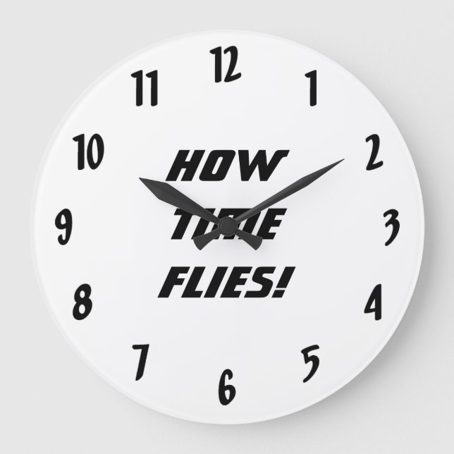 Hur tiden flyter!-Svarta och vita Stor Klocka (Framsida)
