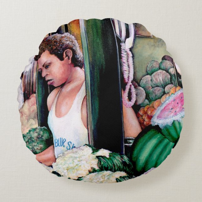 Hur tycker du om melonerna? rund kudde (Framsidan)