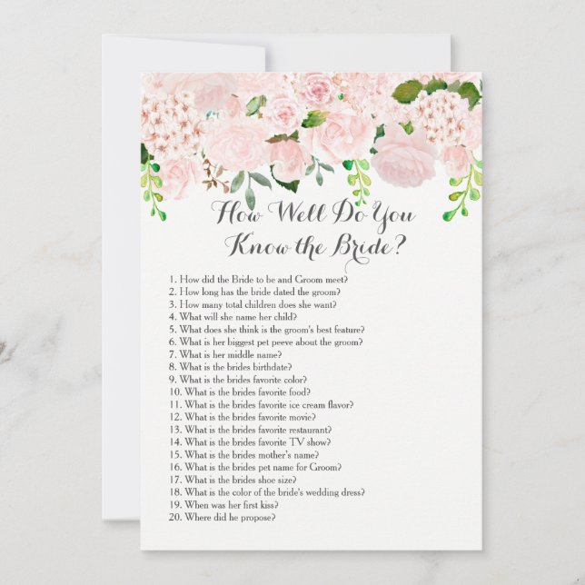 Hur väl känner du bruden? (Framsida)