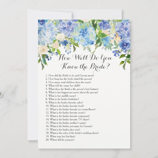 Hur väl känner du bruden? inbjudningar (Framsida)