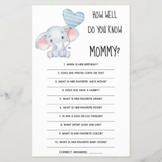 Hur väl känner du mamman Baby Shower-spelkort Flygblad