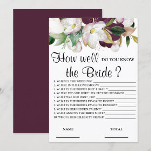 Hur väl känner du till Bride Blommigt-spelet? Inbjudningar