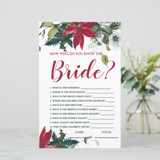 Hur väl känner du till Bride-julet Poinsettia-spel (Stående Fram)
