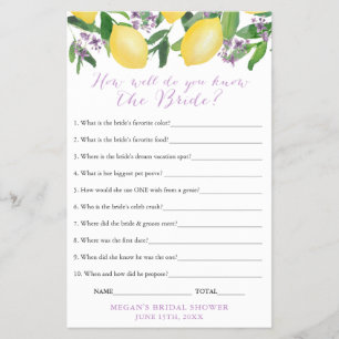 Hur väl känner du till Bride Shower Quiz-spelet? Flygblad