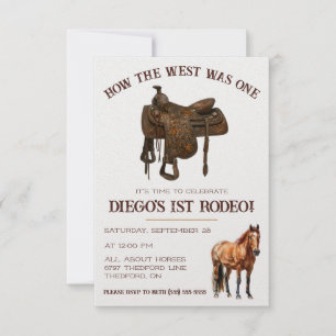 Hur Västern var en! Cowboy First Rodeo Birthday Inbjudningar