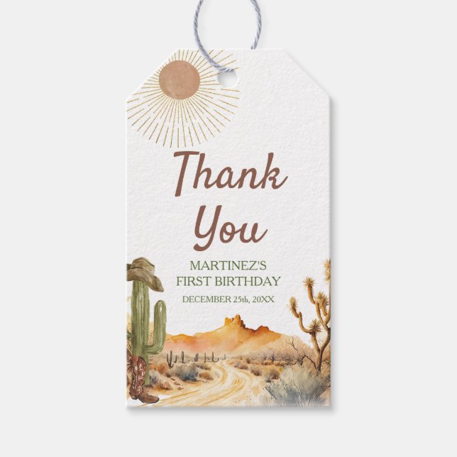 Hur Västern var en födelsedags-Cowboy-Tack Presentetikett (Framsidan)