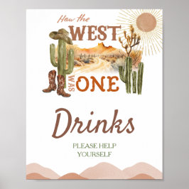 Hur Västern var en Födelsedagsfest Cowboy Drinks Poster